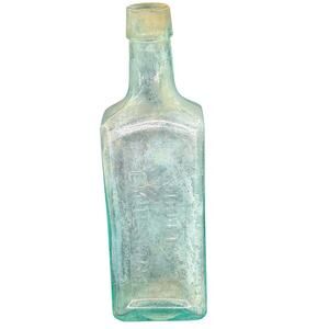 Antique Scott's Emulsion Cod Liver Oil LIme Soda Aqua Blue Glass Bottle Embossed
